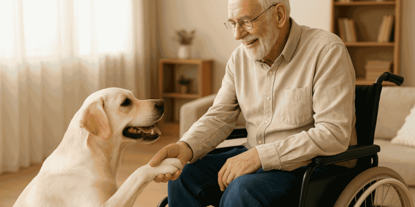 Therapiehund-mit-Rollstuhlfahrer